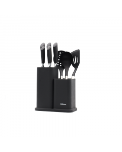 Black 9-piece spoon and knife set