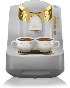 ماكينة قهوة تركية ابيض ذهبي