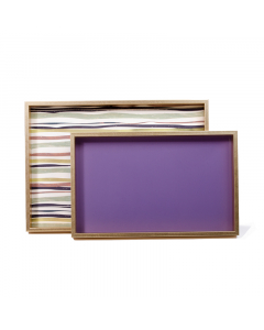 Two-piece tray set, purple, with golden edges