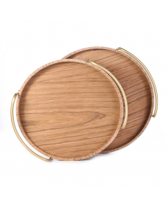 Round wooden serving set