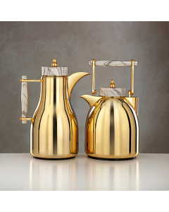 Golden Shahd thermos set, marble handle