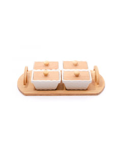 Set of nuts with a wooden base, 4 pieces