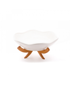 Ceramic bowl with wood base