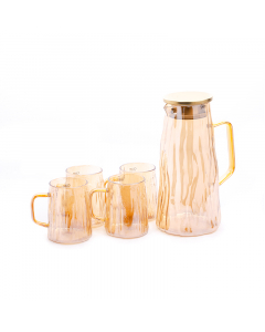 Jake and glass cups set, 5 pieces, brown