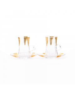 Set of 12 pieces of golden glass tea cups