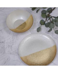 Gold Silver   glass bowl 30.5 cm