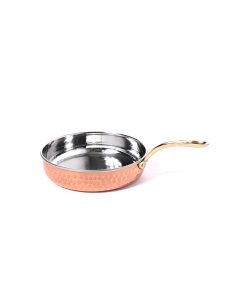 Copper frying pan with hand