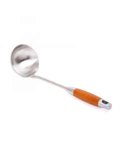 Soup spoon with wooden handle