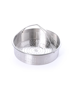 Round steel strainer with large handle
