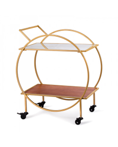 Catering Trolley with Mirror and Wood Wheels