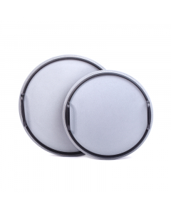 Round gray leather serving tray set of 2 pieces