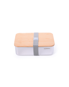 Large rectangular food container with silver wood lid