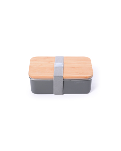 Small rectangular food container with gray wooden lid