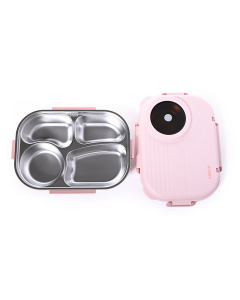 Pink divided rectangular food container