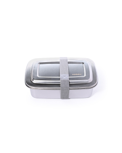 Rectangular steel food container, 2 compartments