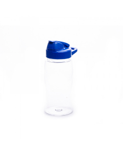 Small blue plastic water bottle