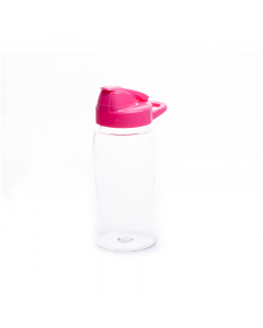 Pink plastic water bottle