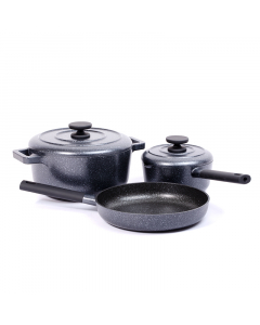 Black pots and pan set, 5 pieces