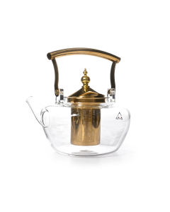 Gold hand glass teapot 1.2 litres