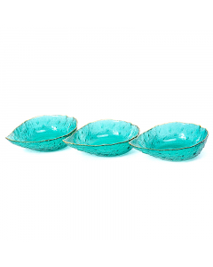 3 piece green gilded glass bowl set