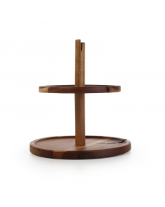 A two-tier wooden sweet holder