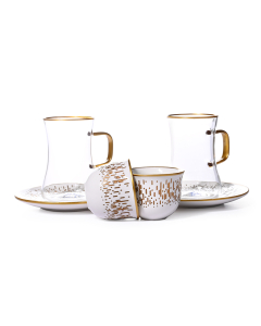A set of 18-piece golden handles and cups