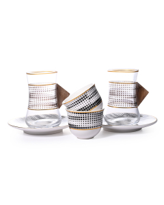 A set of 18-piece bowls and cups with a wooden handle