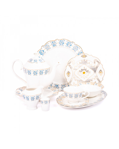 Porcelain dinner set, 43 pieces, blue gold pattern