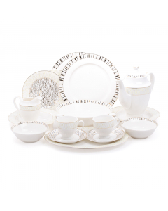 Omada dinner set 43 pieces white with a colorful pattern