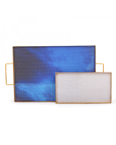 Gold blue serving tray