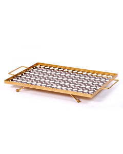 Golden serving tray with legs