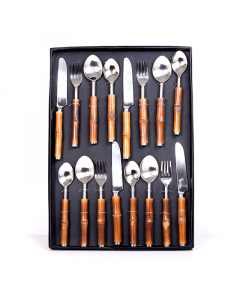 Cutlery set with bamboo handle, 16 pieces