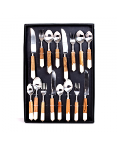 16-piece cutlery set with wooden handle