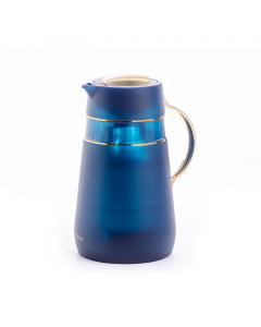 Noor transparent thermos 1 liter blue and gold