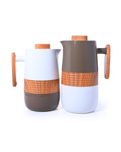 Lavin thermos set with brown wooden handle, 2 pieces