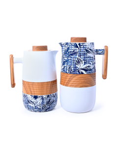 Lavin thermos set with wooden blue handle, 2 pieces