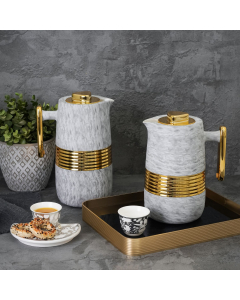 Lavigne marble thermos set with golden handle