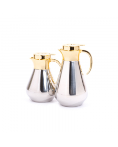 Aseel thermos set, 2 pieces, golden, silver steel