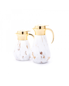 Aseel thermos set, 2 pieces, golden marble steel