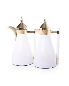 Al Jawhara pearl thermos set with a golden lid