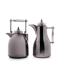 Gray ceramic thermos set with marble handle