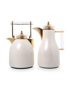 A set of pearl shaped thermos with a transparent handle
