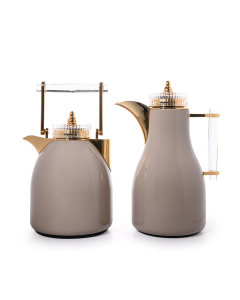 Beige Shahd thermos set with transparent handle