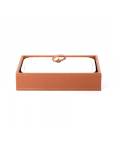 Rectangular tray with leather basket size 12