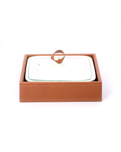 Square tray with leather basket size 9