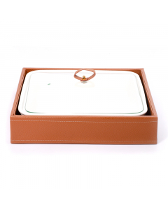 Square tray with leather basket size 12