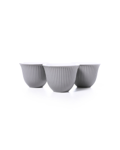 Gray ceramic cup set, 12 pieces