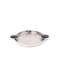 Round tray with small black handle