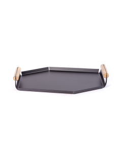 Black tray with small wooden handle