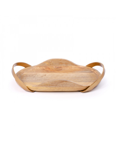 Wooden tray with golden handle